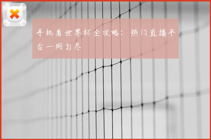 手机看世界杯全攻略:热门直播平台一网打尽